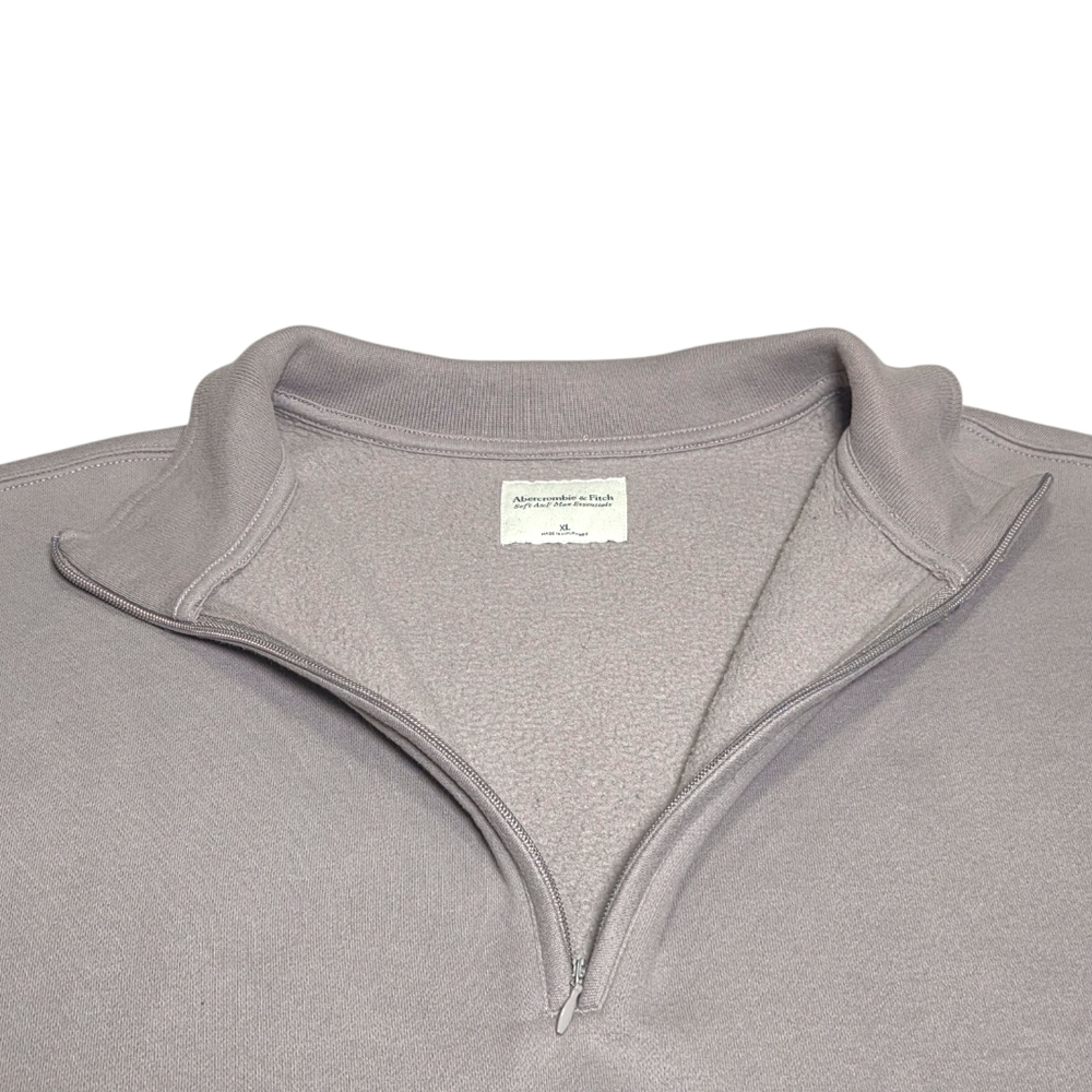 Abercrombie Sunday Half Zip Neutral Sweatshirt Taupe Gray Oversized A&F Max XL - Picture 6 of 13
